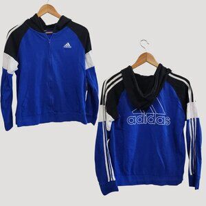 adidas Vintage Y2K Blue Black Full Zip Fitted Sweater Jacket Size Small Women's
